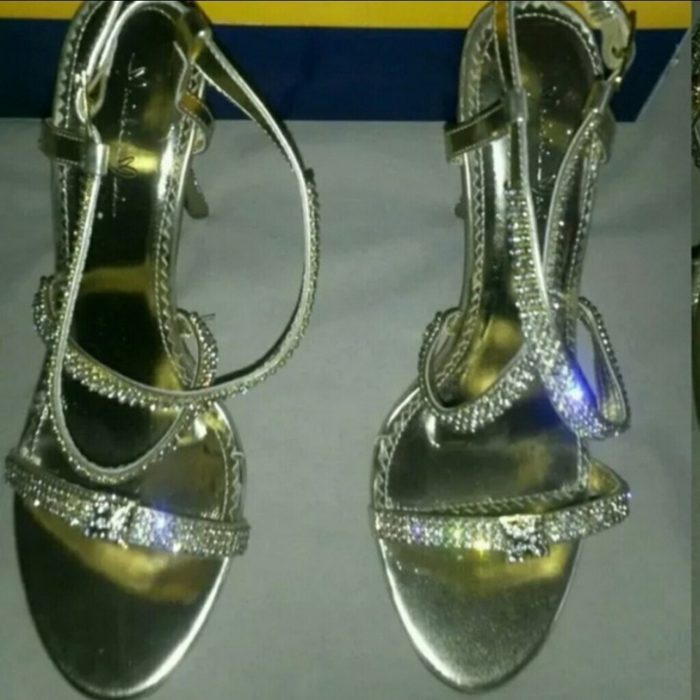 Gold Sandals with Crystal Details